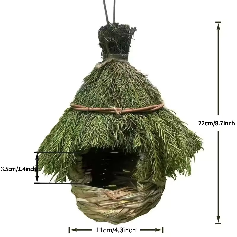 🐦 Handwoven Natural Grass Bird Nest | Handmade Bird House for Garden, Patio, Backyard & Outdoor Decor 🌿