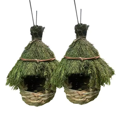 🐦 Handwoven Natural Grass Bird Nest | Handmade Bird House for Garden, Patio, Backyard & Outdoor Decor 🌿