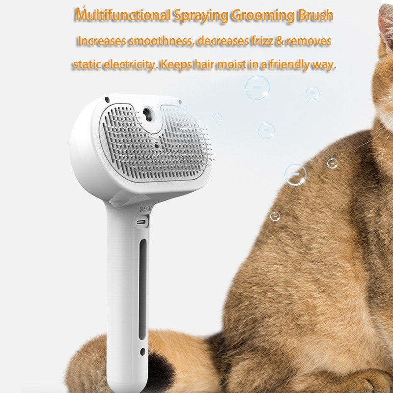 💨 Self-Cleaning Pet Hair Remover Brush 🛁 | Built-in Mist Humidifier Grooming Tool for Dogs & Cats 🐶🐱