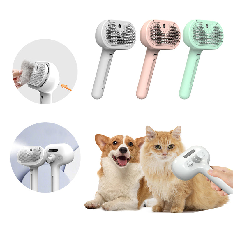 💨 Self-Cleaning Pet Hair Remover Brush 🛁 | Built-in Mist Humidifier Grooming Tool for Dogs & Cats 🐶🐱