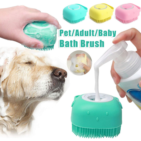 🐶 Silicone Pet Bath Brush 🛁 | Shampoo Dispenser & Massage Grooming Comb for Dogs & Cats 🐱✨