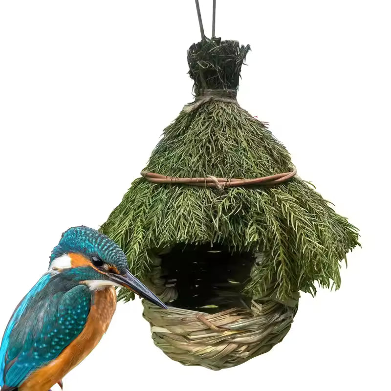 🐦 Handwoven Natural Grass Bird Nest | Handmade Bird House for Garden, Patio, Backyard & Outdoor Decor 🌿