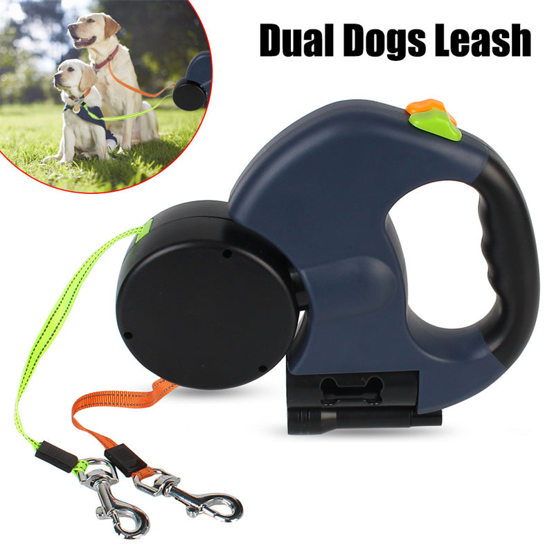 🐾 Dual Retractable Dog Leash 💡 | 360° Swivel, Reflective Tangle-Free Walking Lead for Small Dogs 🐶