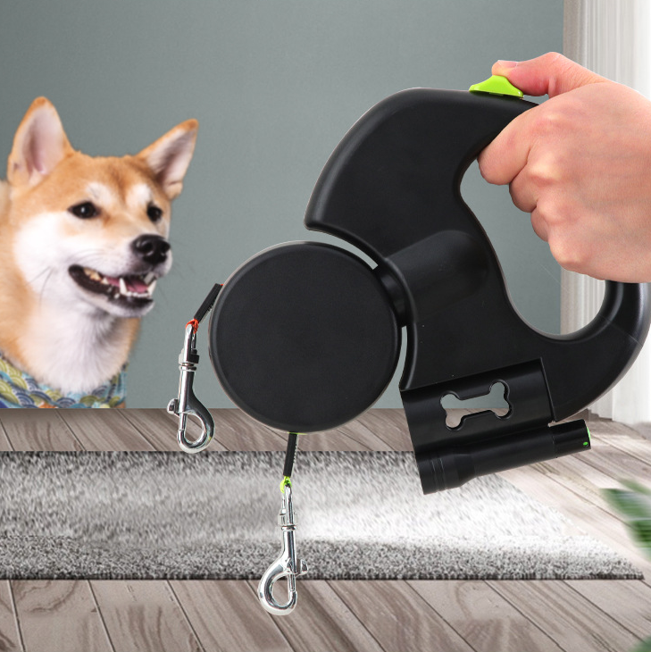 🐾 Dual Retractable Dog Leash 💡 | 360° Swivel, Reflective Tangle-Free Walking Lead for Small Dogs 🐶