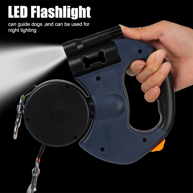 🐾 Dual Retractable Dog Leash 💡 | 360° Swivel, Reflective Tangle-Free Walking Lead for Small Dogs 🐶