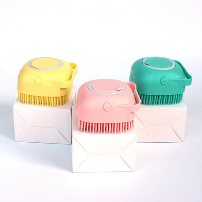 🐶 Silicone Pet Bath Brush 🛁 | Shampoo Dispenser & Massage Grooming Comb for Dogs & Cats 🐱✨