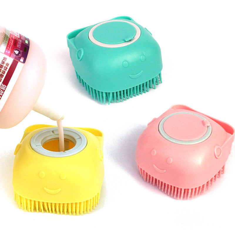 🐶 Silicone Pet Bath Brush 🛁 | Shampoo Dispenser & Massage Grooming Comb for Dogs & Cats 🐱✨