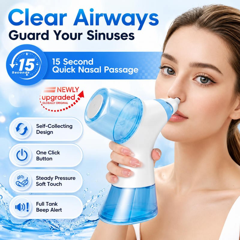 💧 Electric Nasal Irrigation & Sinus Rinse Machine – Rechargeable Nasal Cleaner with 4 Nozzles & 30 Saline Packs