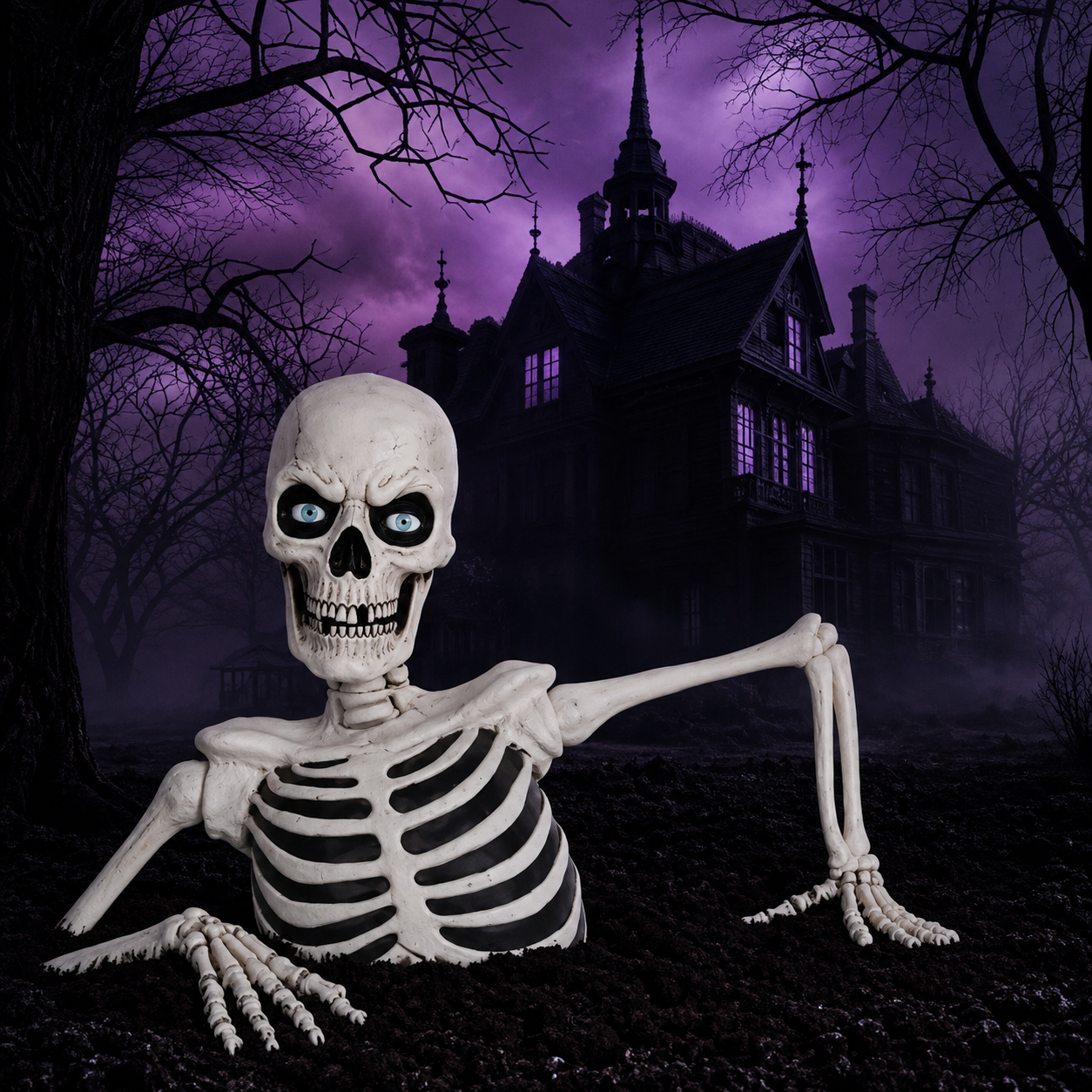🎃Halloween Sale 50% OFF🔥 Towering Skeleton with LED Eyes & Haunting Sounds