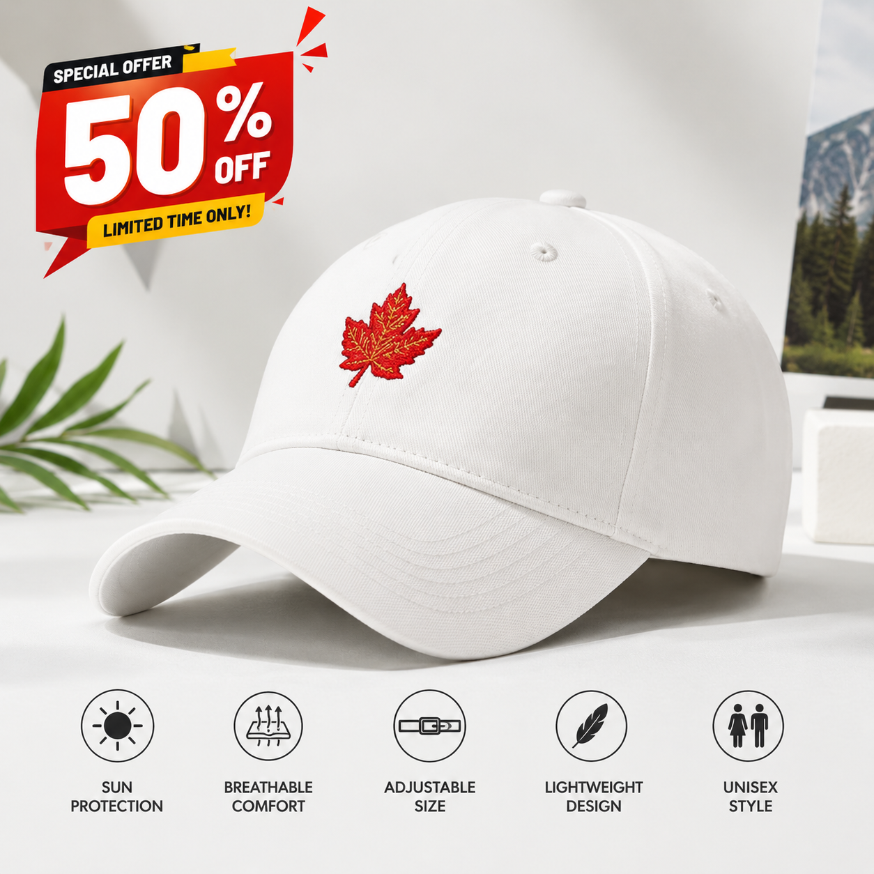 🍁 Canadian Maple Leaf Baseball Cap