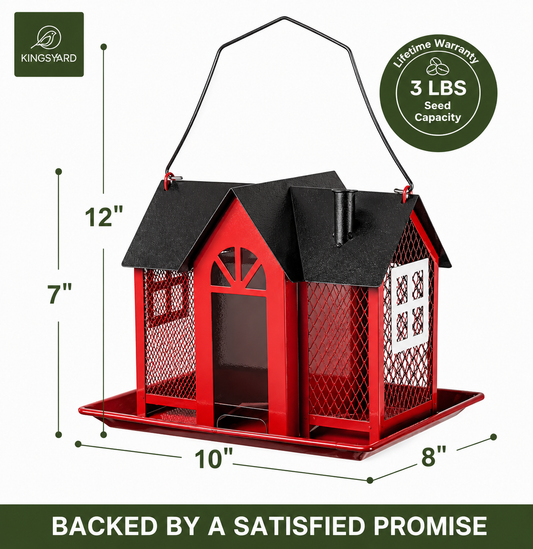 🐦✨ Metal Mesh Bird Feeder House – Triple Feeding Stations for Finch & Cardinal | Weatherproof Outdoor Bird Feeder | Perfect Christmas Gift 🎄