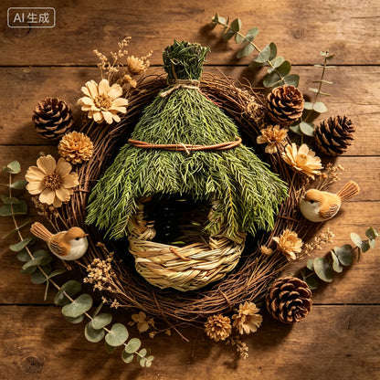 🐦 Handwoven Natural Grass Bird Nest | Handmade Bird House for Garden, Patio, Backyard & Outdoor Decor 🌿