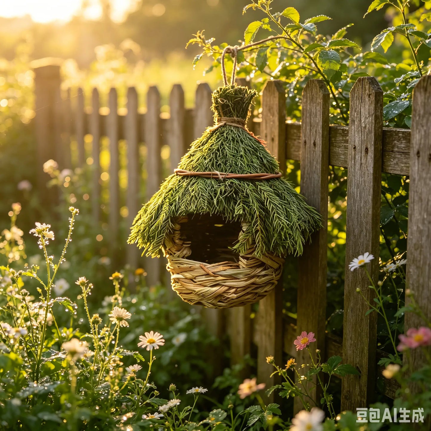 🐦 Handwoven Natural Grass Bird Nest | Handmade Bird House for Garden, Patio, Backyard & Outdoor Decor 🌿