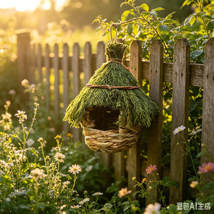 🐦 Handwoven Natural Grass Bird Nest | Handmade Bird House for Garden, Patio, Backyard & Outdoor Decor 🌿