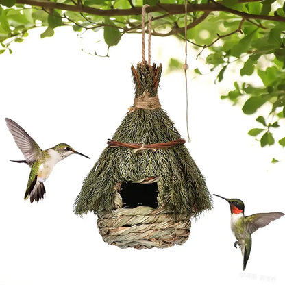 🐦 Handwoven Natural Grass Bird Nest | Handmade Bird House for Garden, Patio, Backyard & Outdoor Decor 🌿